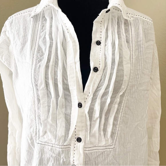 Free People Black Tie Tux Blouse | Small - Picture 9 of 14